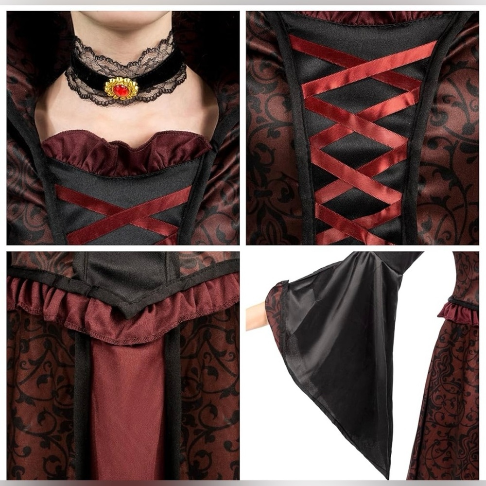 Vintage Victorian Vampire Halloween Costume Girls size small Dress whimsygoth - Picture 5 of 8